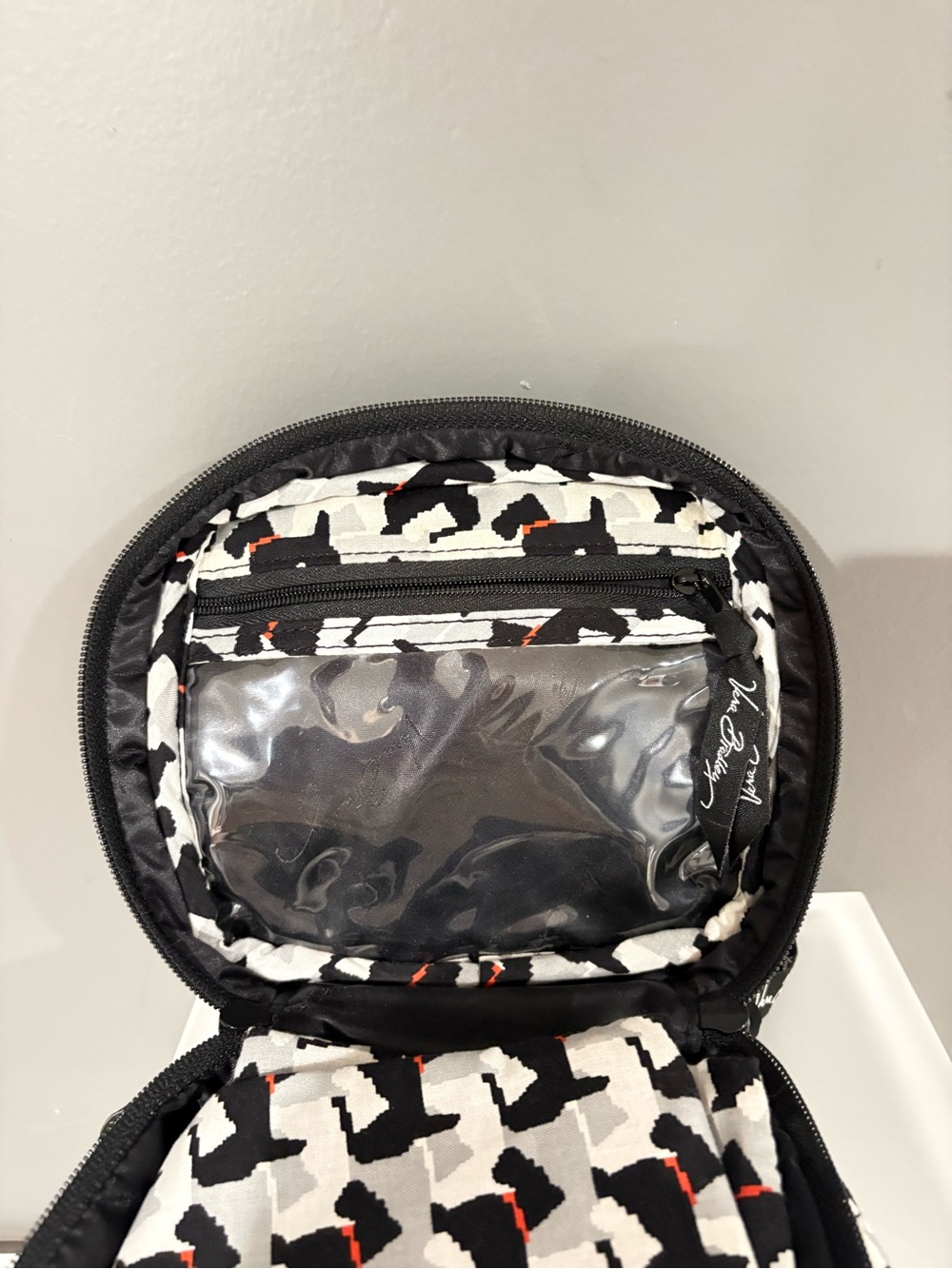 Vera Bradley Quilted Black, White & Orange Patterned Jewelry Case - Picture 2 of 4